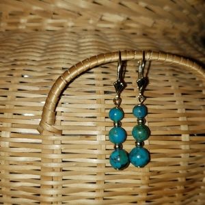 14 KT Gold Turquoise Earrings